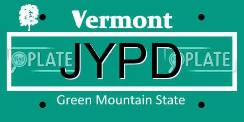 JYPD Vermont License Plate