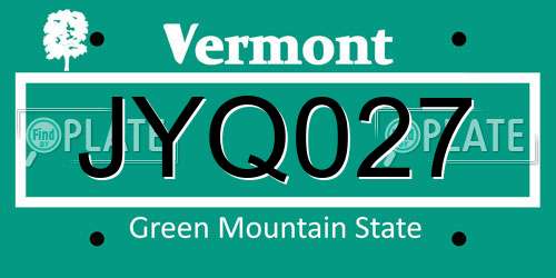 JYQ027 Vermont License Plate