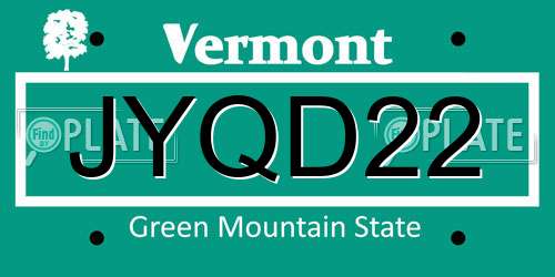 JYQD22 Vermont License Plate