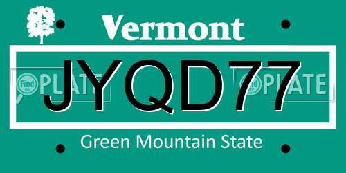 JYQD77 Vermont License Plate