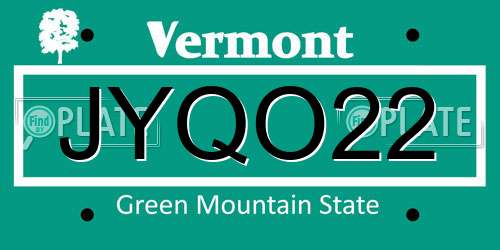 JYQO22 Vermont License Plate