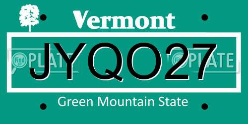 JYQO27 Vermont License Plate