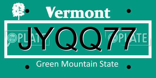 JYQQ77 Vermont License Plate