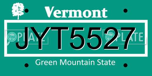 JYT5527 Vermont License Plate