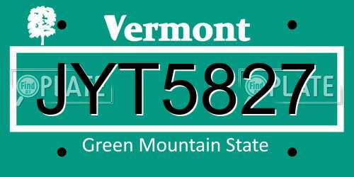 JYT5827 Vermont License Plate
