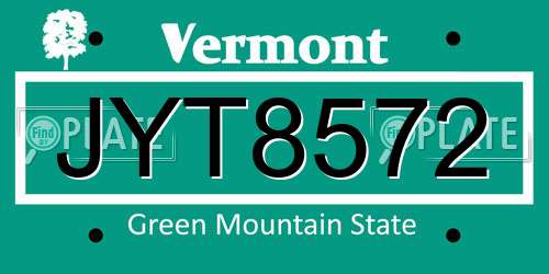 JYT8572 Vermont License Plate