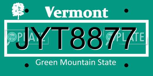 JYT8877 Vermont License Plate