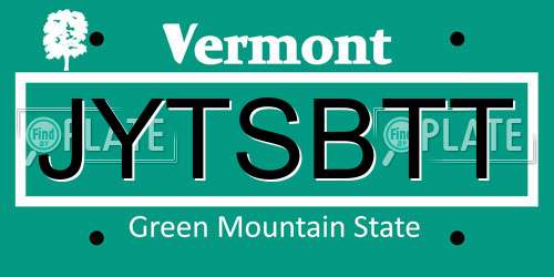 JYTSBTT Vermont License Plate