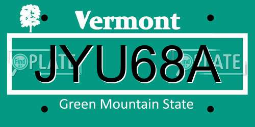 JYU68A Vermont License Plate