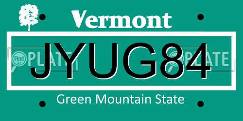 JYUG84 Vermont License Plate