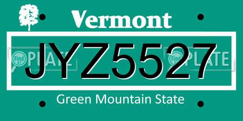 JYZ5527 Vermont License Plate