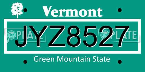 JYZ8527 Vermont License Plate