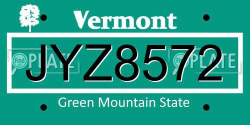 JYZ8572 Vermont License Plate