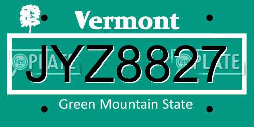 JYZ8827 Vermont License Plate