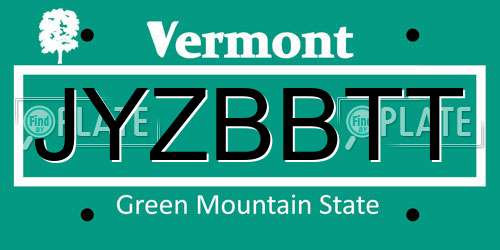 JYZBBTT Vermont License Plate