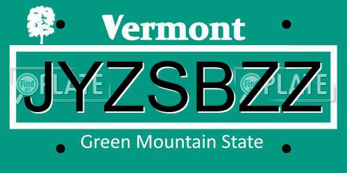 JYZSBZZ Vermont License Plate