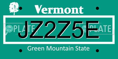 JZ2Z5E Vermont License Plate