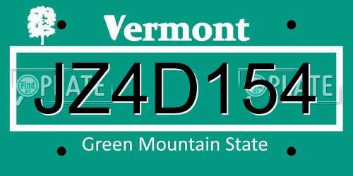 JZ4D154 Vermont License Plate