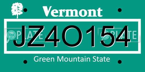 JZ4O154 Vermont License Plate