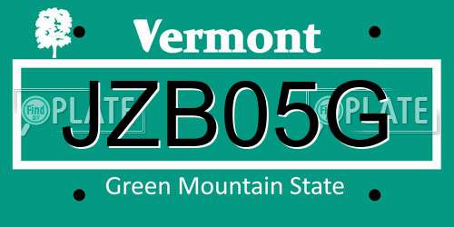 JZB05G Vermont License Plate