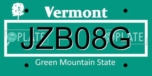 JZB08G Vermont License Plate
