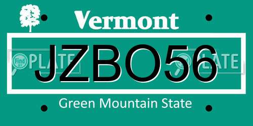 JZBO56 Vermont License Plate