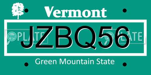 JZBQ56 Vermont License Plate