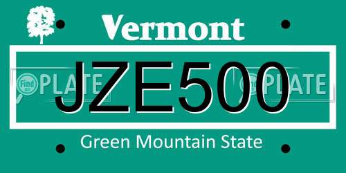 JZE500 Vermont License Plate
