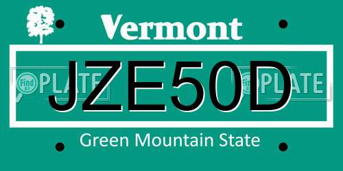 JZE50D Vermont License Plate