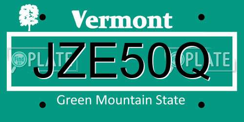 JZE50Q Vermont License Plate