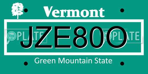 JZE80O Vermont License Plate
