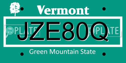 JZE80Q Vermont License Plate