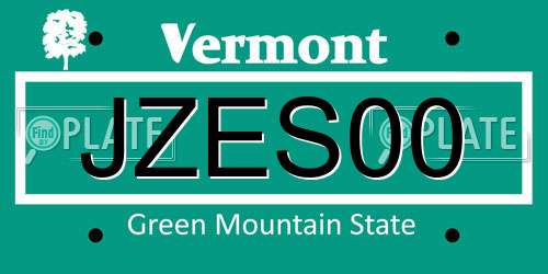 JZES00 Vermont License Plate