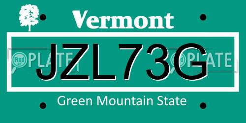 JZL73G Vermont License Plate