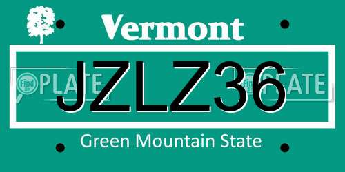 JZLZ36 Vermont License Plate