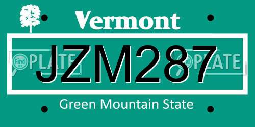 JZM287 Vermont License Plate