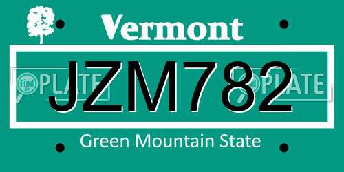 JZM782 Vermont License Plate