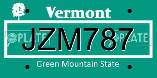 JZM787 Vermont License Plate