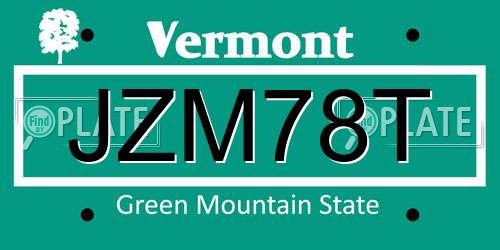 JZM78T Vermont License Plate