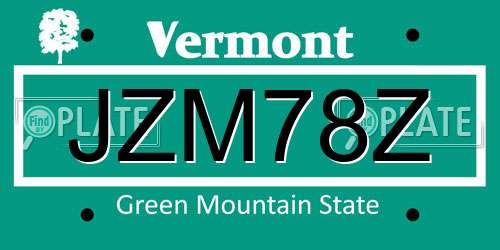 JZM78Z Vermont License Plate