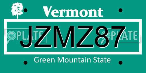 JZMZ87 Vermont License Plate