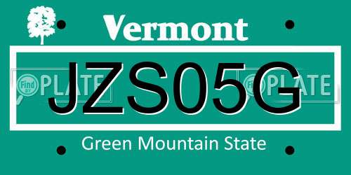 JZS05G Vermont License Plate