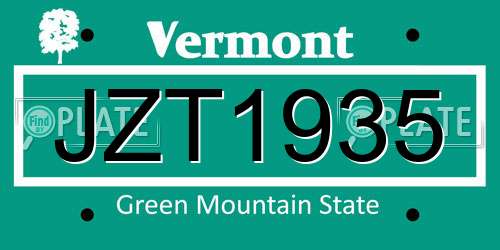 JZT1935 Vermont License Plate