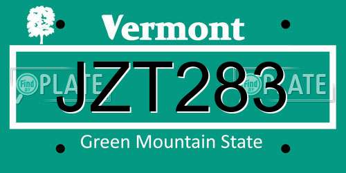 JZT283 Vermont License Plate