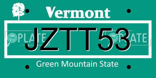 JZTT53 Vermont License Plate