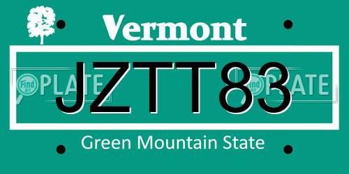 JZTT83 Vermont License Plate