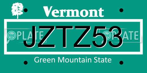 JZTZ53 Vermont License Plate