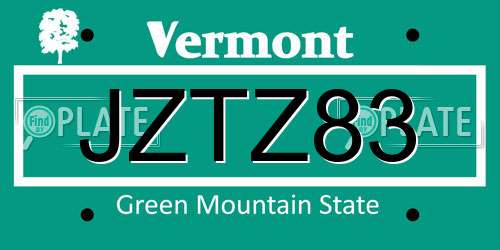 JZTZ83 Vermont License Plate
