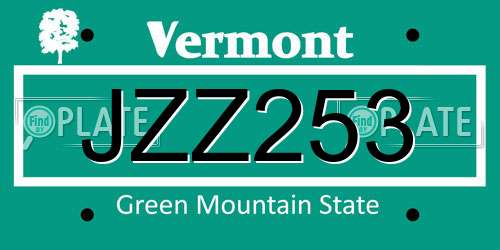 JZZ253 Vermont License Plate