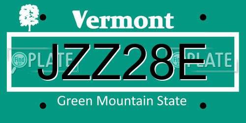 JZZ28E Vermont License Plate